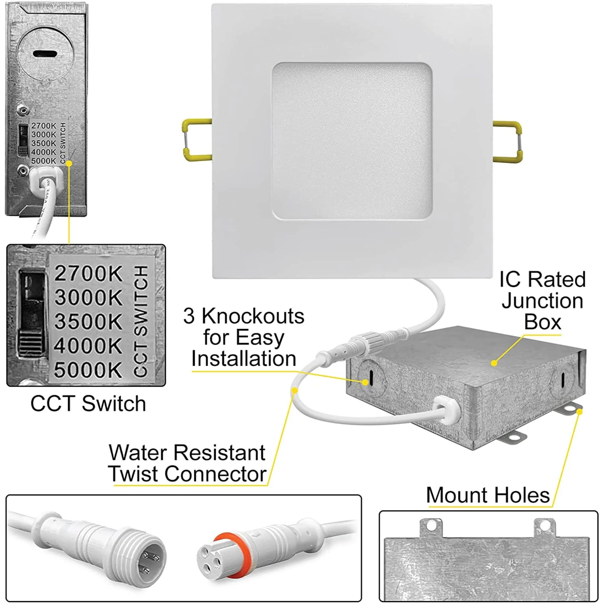 10 WATTS 4" SQUARE JBOX-6000K Led Driverless Downlight | SQUARE-6000K | 3 Years Warranty - Image 2