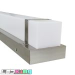 24"Vanity Fixture, Brushed endcap, White acrylic lens,square back plate. 25W, CRI 80, 3000K/4000K/5000K