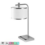 table lamp,1pcs round acrylic shade,1pcs switch,1pcs USB,1PCS outlet,satin nickel finished,1pcs E26 bulb base(without bulb)