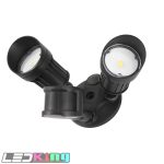 LED security light -2 HEAD Voltage: 120V AC Power: 20W, Bronze Finish,  CCT:5000K  with PIR motion sensor,non- dimmable, wet location.  1950 delivered lumen