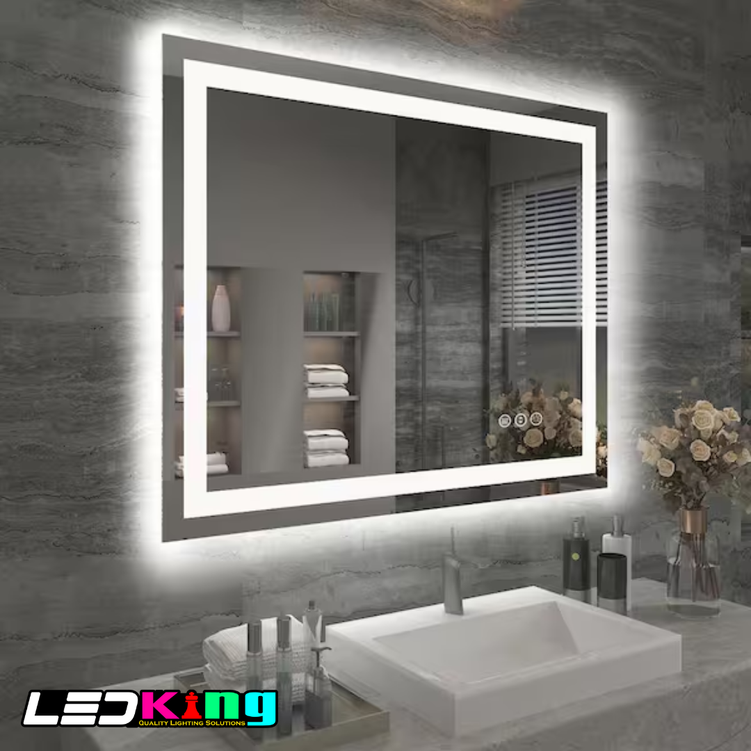 AuraGlow Tunable LED Mirror – 24"x36" with De-Fogging & Dual CCT