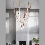 LED CHANDELIER MD24083001-3A – GOLD & BLUE LEATHER