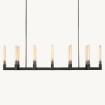 Modern Linear Chandelier C2205 – Black & Glass