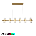 Aurora Luxe Linear Chandelier – 8-Light Crystal & Gold Pendant