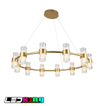 Aurora Luxe Modern Ring Chandelier – Gold Finish with Crystal Glass Shades