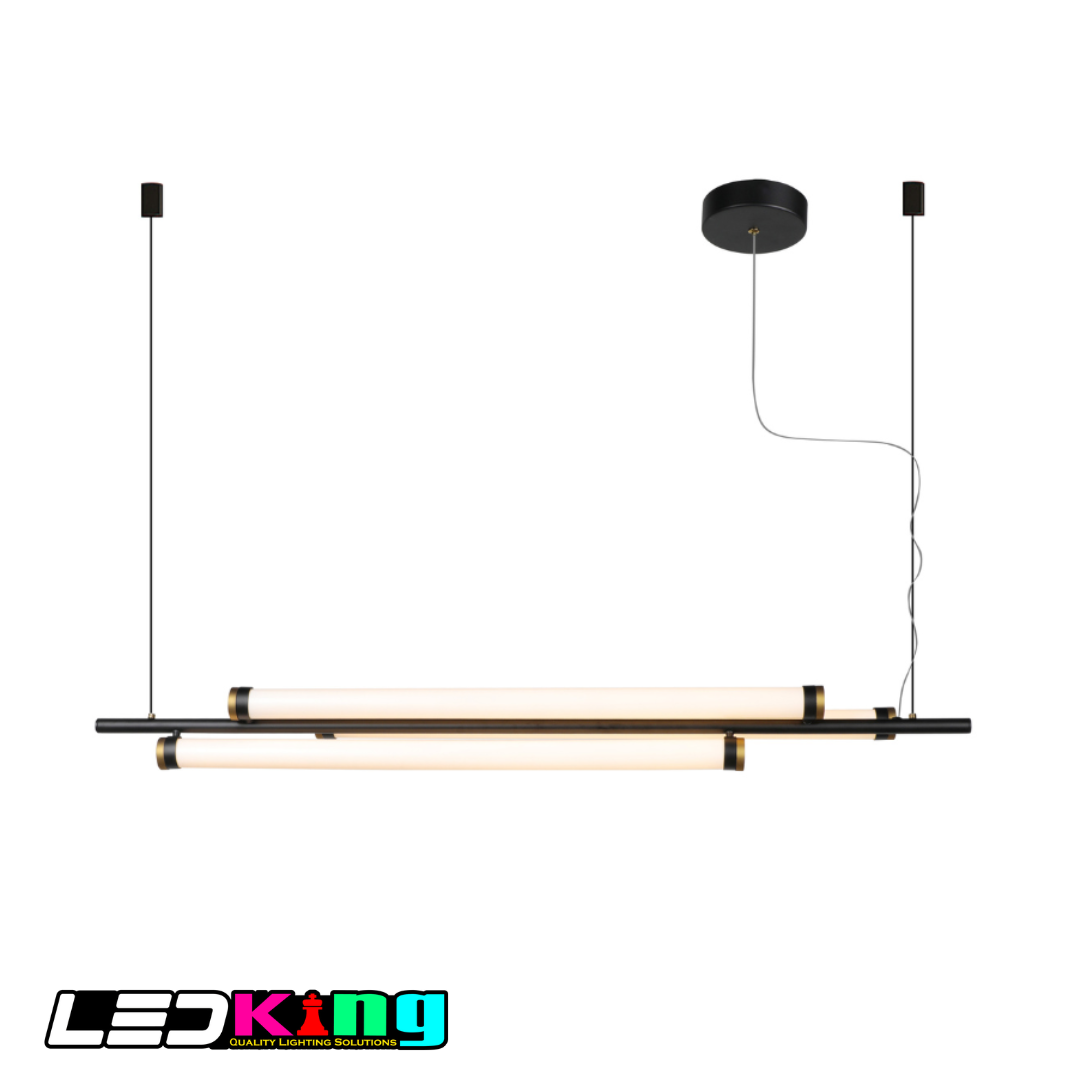 Minimalist Dual-Bar LED Pendant Light in Matte Black