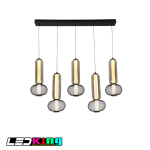 MetroMesh 5-Light Cluster Pendant – Smoked Glass & Black Wire Mesh Design