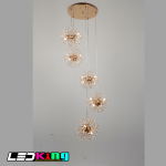 Modern Firework Crystal LED Chandelier – 5 Globe Pendant
