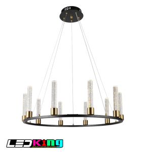 Elegant LED Crystal Chandelier 11275-10P-BK – Matte Black & Copper