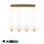 4-Light Globe Glass Pendant Light – Opal Matte Finish with Gold Accents