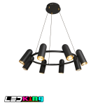 Modern Circular Chandelier with 8 Black Cylinder Spotlights