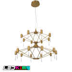 Luxury Double-Tier Modern Crystal Chandelier – Gold Finish with Geometric Frame