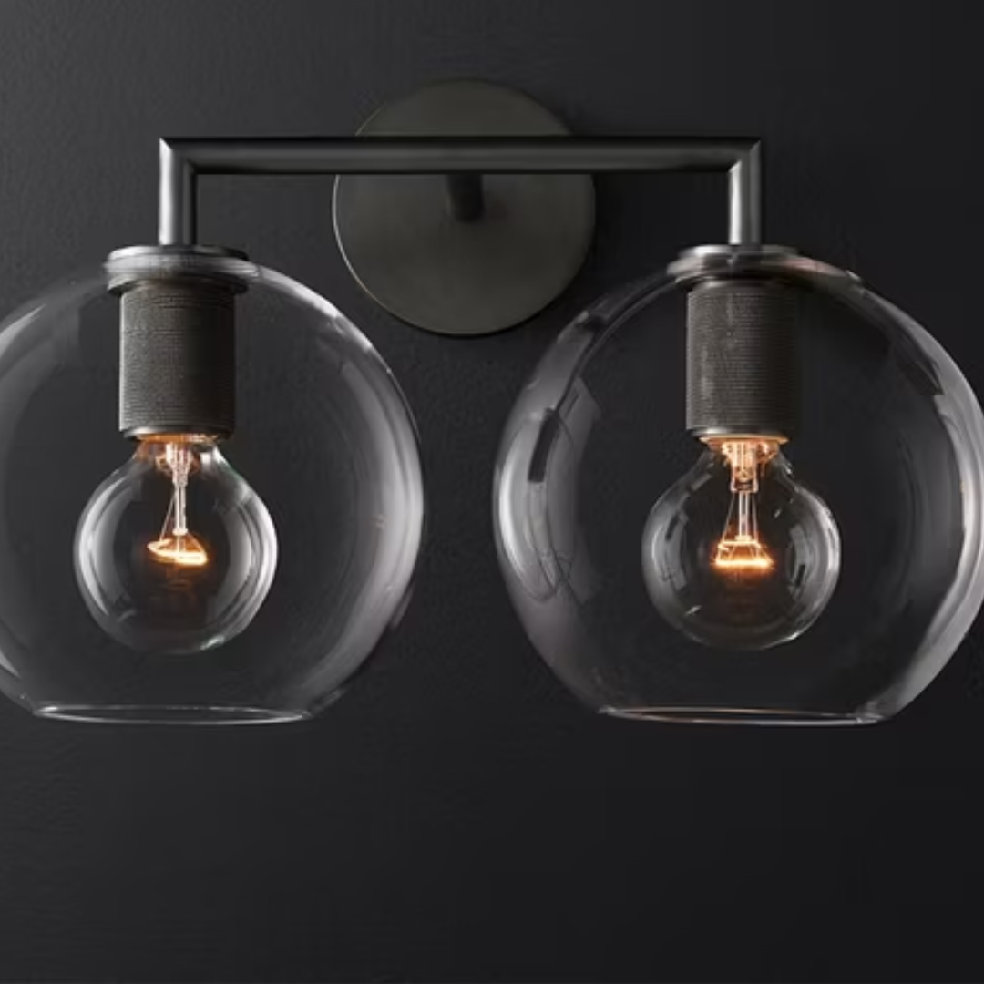 110-125v-black-frosted-glass-wall-sconce-dual-light-17-25w