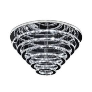 110–130V Chrome Crystal Ring Chandelier (M15385) – 3000K+6000K