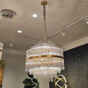 Iron & Glass Round Chandelier – 36’’