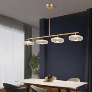 Matte Black & Gold Linear LED Chandelier – 40’’ Width