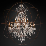 Regal Rustic Iron Crystal Chandelier – 48 (25-Light)