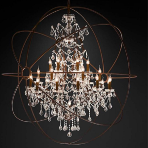 Regal Rustic Iron Crystal Chandelier – 48 (25-Light)