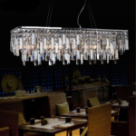 Crystal Elegance Linear Chrome Chandelier – 48’’ Modern Luxury