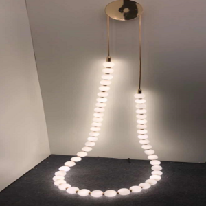 Modern Gold Chandelier with 50 Opal Glass Globes – 100W LED, 3000K, Dimmable