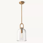 Modern Clear Glass Pendant Light with Gold Finish